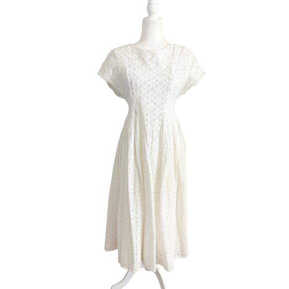 Merlette Millais Broderie Anglaise Cotton Midi Dress Size Medium - Picture 2 of 11